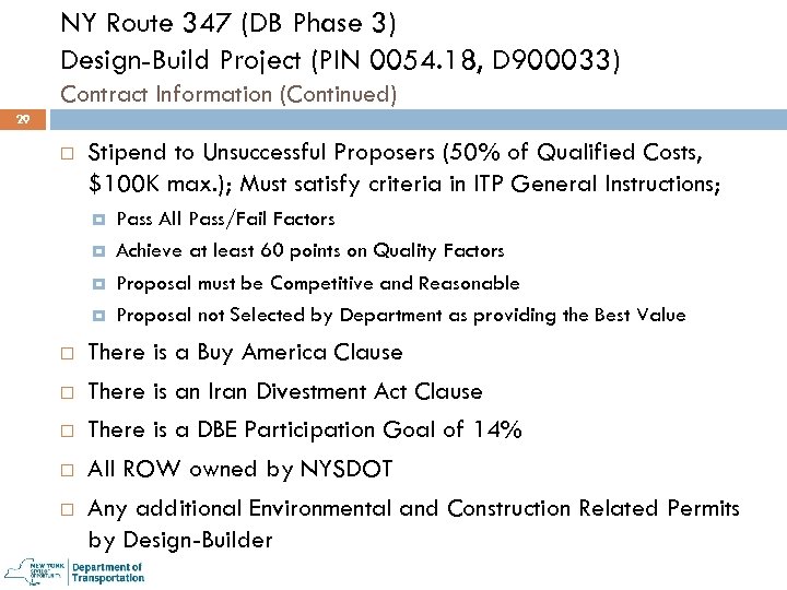 NY Route 347 (DB Phase 3) Design-Build Project (PIN 0054. 18, D 900033) Contract
