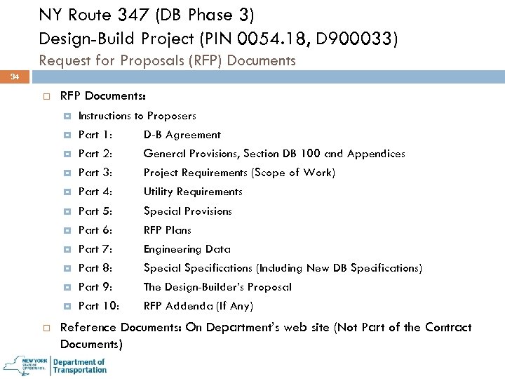 NY Route 347 (DB Phase 3) Design-Build Project (PIN 0054. 18, D 900033) Request