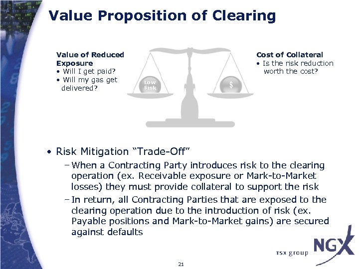 Value Proposition of Clearing Value of Reduced Exposure • Will I get paid? •