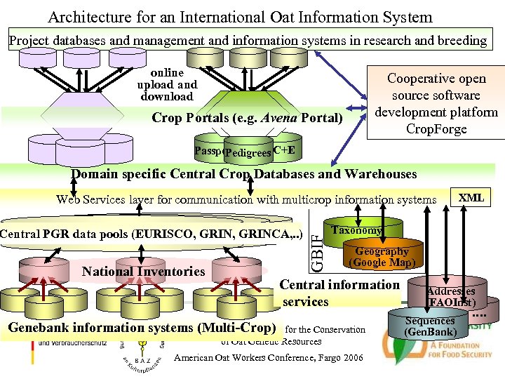 Architecture for an International Oat Information System Project databases and management and information systems