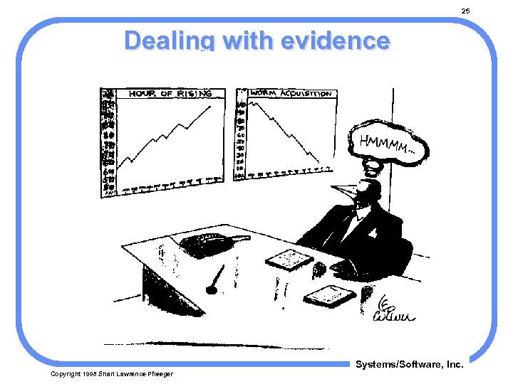 25 Dealing with evidence Systems/Software, Inc. Copyright 1998 Shari Lawrence Pfleeger 
