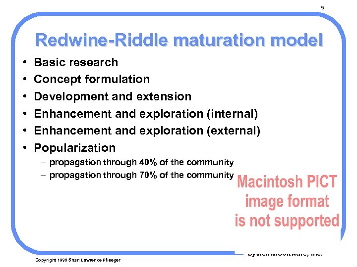 5 Redwine-Riddle maturation model • • • Basic research Concept formulation Development and extension