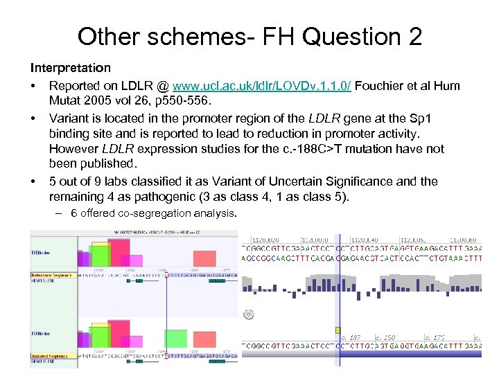 Other schemes- FH Question 2 Interpretation • Reported on LDLR @ www. ucl. ac.