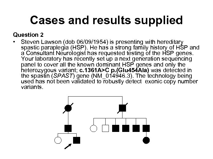Cases and results supplied Question 2 • Steven Lawson (dob 06/09/1954) is presenting with
