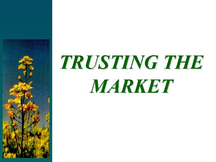 TRUSTING THE MARKET 