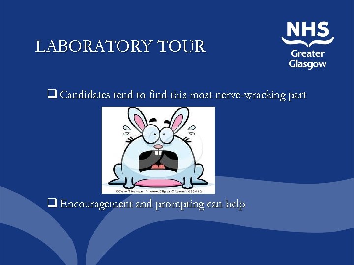 LABORATORY TOUR q Candidates tend to find this most nerve-wracking part q Encouragement and