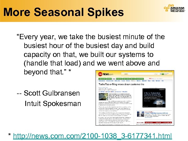 More Seasonal Spikes “Every year, we take the busiest minute of the busiest hour