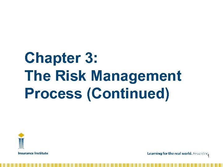 Chapter 3: The Risk Management Process (Continued) 1 