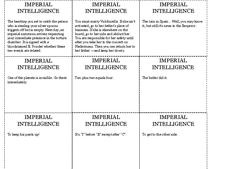 IMPERIAL INTELLIGENCE The beartrap you set to catch the person who is stealing your