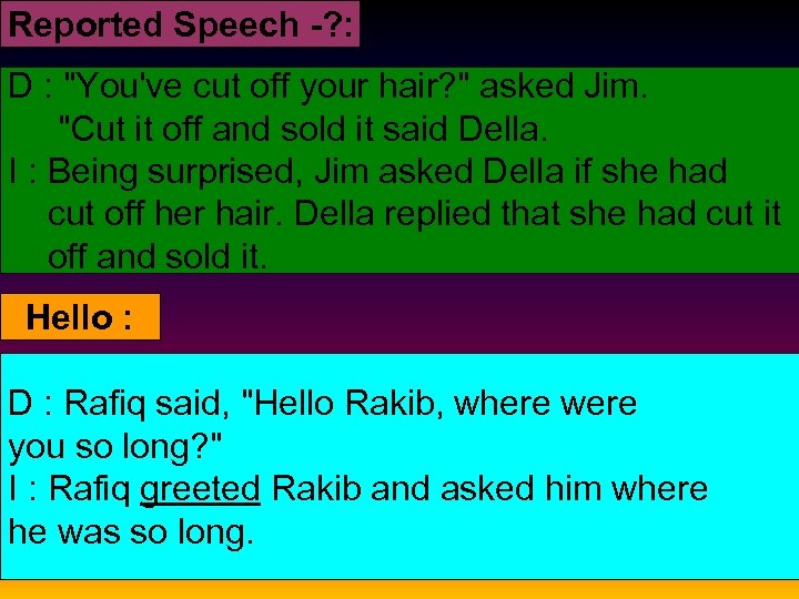 Reported Speech -? : D : 