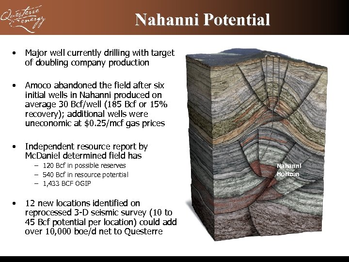 Nahanni Potential • Major well currently drilling with target of doubling company production •