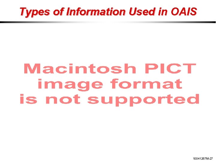 Types of Information Used in OAIS 10041267 M-27 