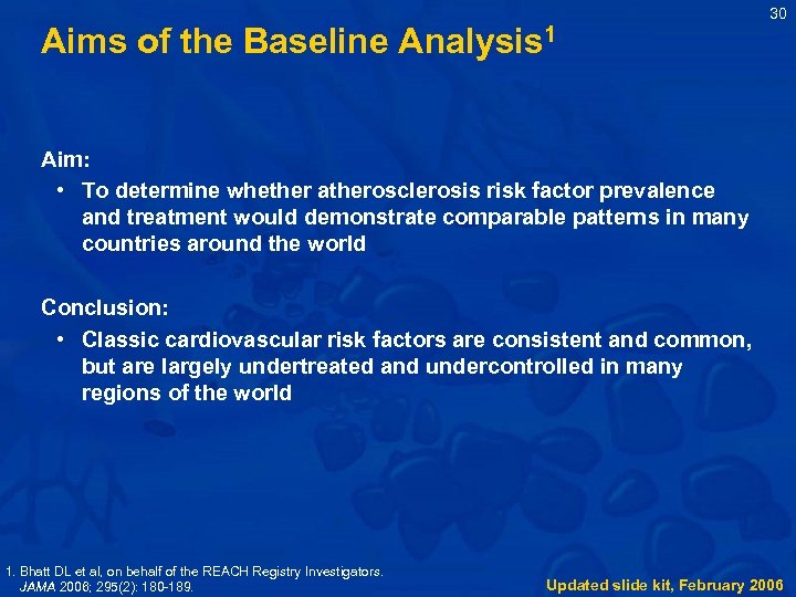 Aims of the Baseline Analysis 1 30 Aim: • To determine whether atherosclerosis risk