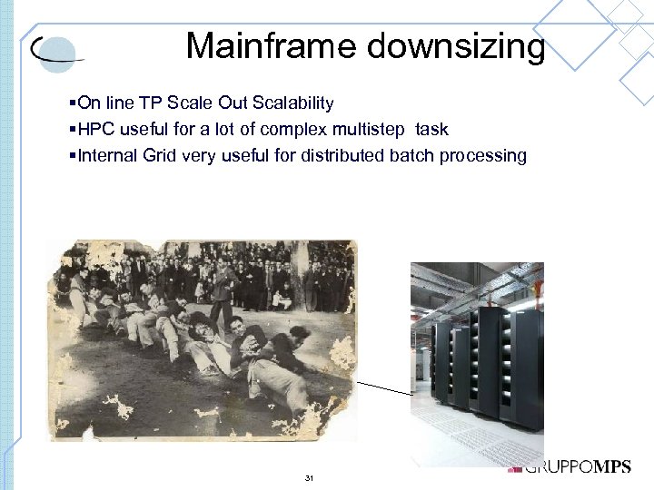 Mainframe downsizing §On line TP Scale Out Scalability §HPC useful for a lot of