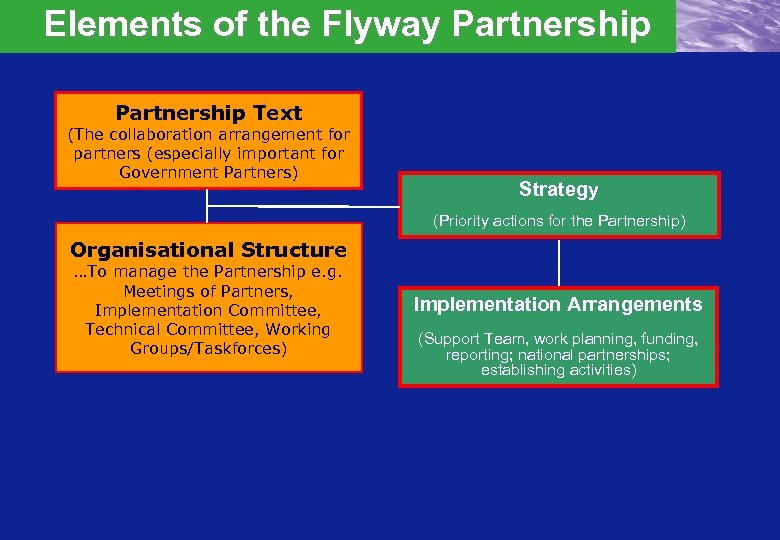 Elements of the Flyway Partnership Text (The collaboration arrangement for partners (especially important for