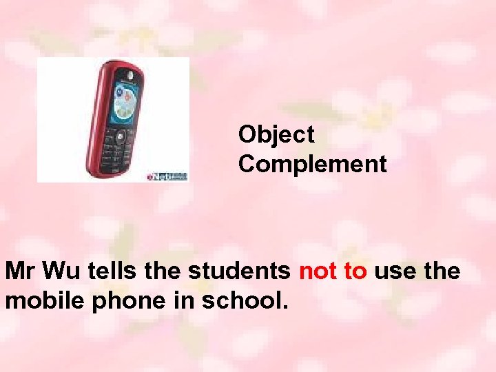 Object Complement Mr Wu tells the students not to use the mobile phone in