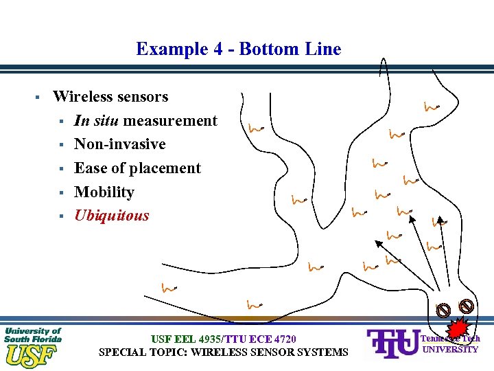 Example 4 - Bottom Line § Wireless sensors § In situ measurement § Non-invasive