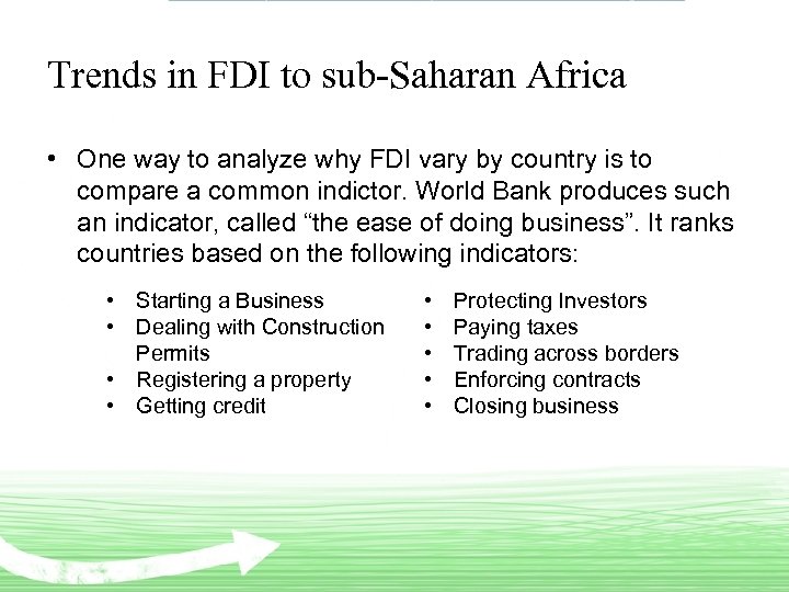 Trends in FDI to sub-Saharan Africa • One way to analyze why FDI vary