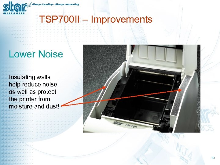 TSP 700 II – Improvements Lower Noise Insulating walls help reduce noise as well