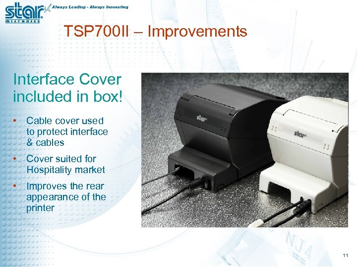 TSP 700 II – Improvements Interface Cover included in box! • Cable cover used