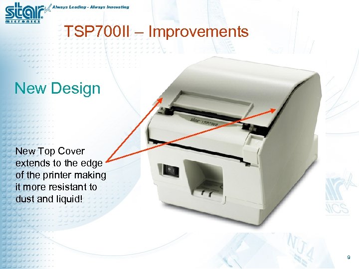 TSP 700 II – Improvements New Design New Top Cover extends to the edge