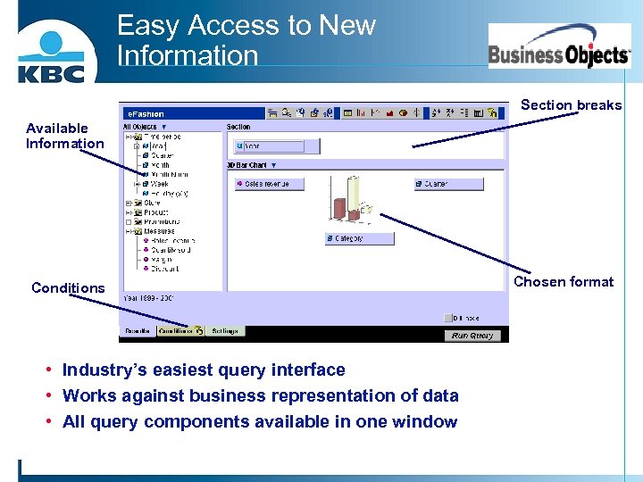 Easy Access to New Information Section breaks Available Information Conditions h h h Industry’s
