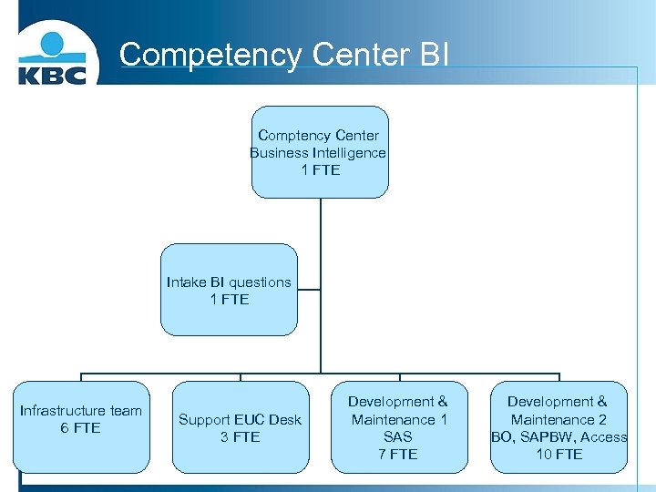 Competency Center BI Comptency Center Business Intelligence 1 FTE Intake BI questions 1 FTE