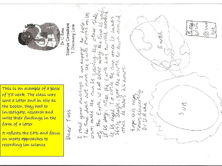 This is an example of a piece of Y 5 work. The class were