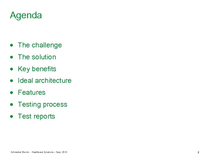Agenda · The challenge · The solution · Key benefits · Ideal architecture ·