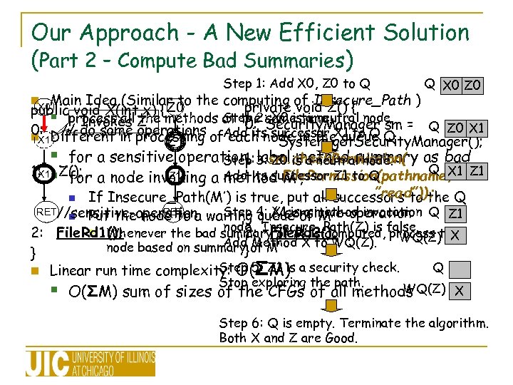 Our Approach - A New Efficient Solution (Part 2 – Compute Bad Summaries) Step