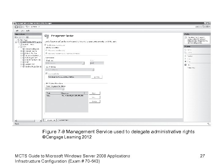 Figure 7 -9 Management Service used to delegate administrative rights ©Cengage Learning 2012 MCTS