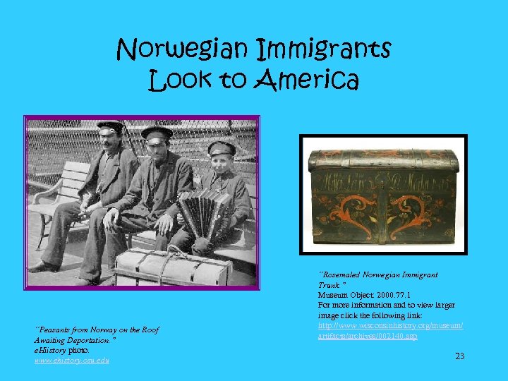 Norwegian Immigrants Look to America “Peasants from Norway on the Roof Awaiting Deportation. ”