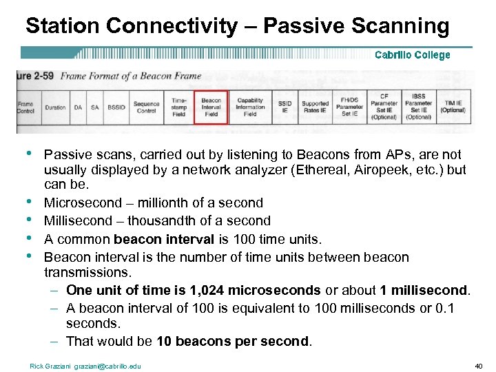 Station Connectivity – Passive Scanning • • • Passive scans, carried out by listening