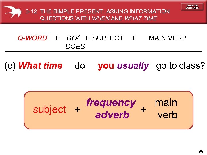 3 -12 THE SIMPLE PRESENT: ASKING INFORMATION QUESTIONS WITH WHEN AND WHAT TIME Q-WORD