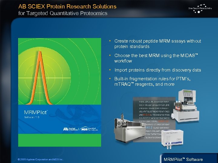 AB SCIEX Protein Research Solutions for Targeted Quantitative Proteomics • Create robust peptide MRM