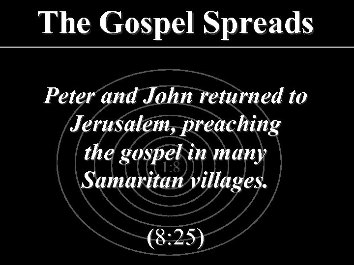 The Gospel Spreads Peter and John returned to Jerusalem, preaching the gospel in many