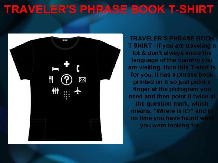 TRAVELER'S PHRASE BOOK T-SHIRT TRAVELER'S PHRASE BOOK T SHIRT - If you are traveling