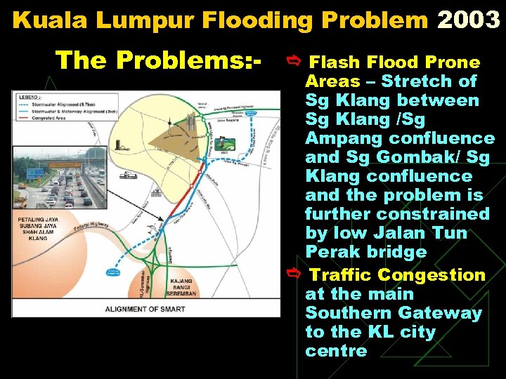 Kuala Lumpur Flooding Problem 2003 The Problems: - Flash Flood Prone Areas – Stretch