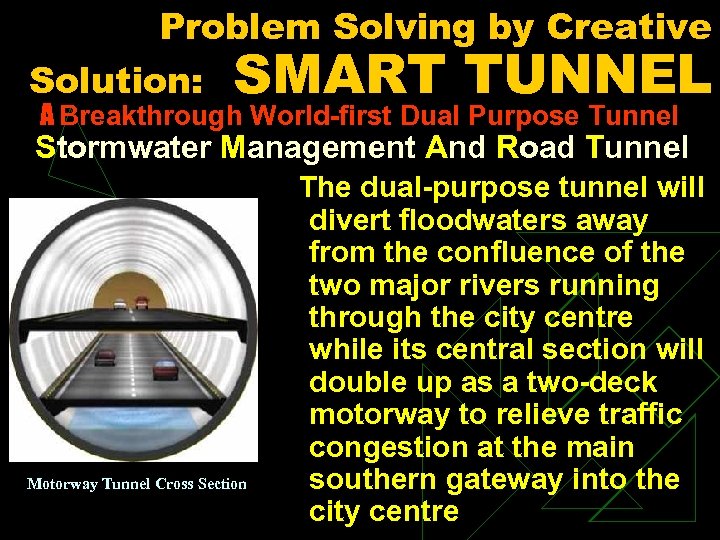 Problem Solving by Creative Solution: SMART TUNNEL A Breakthrough World-first Dual Purpose Tunnel Stormwater