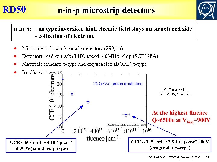 RD 50 n-in-p microstrip detectors n-in-p: - no type inversion, high electric field stays