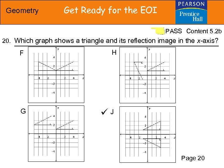 Geometry Get Ready for the EOI PASS Content 5. 2 b 20. Which graph