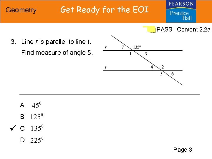 Geometry Get Ready for the EOI PASS Content 2. 2 a 3. Line r