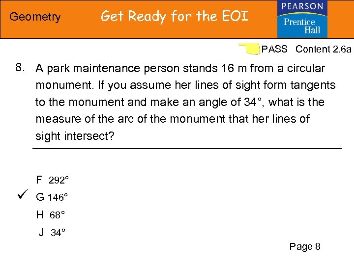 Geometry Get Ready for the EOI PASS Content 2. 6 a 8. A park