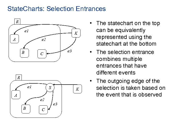 State. Charts: Selection Entrances R e 1 A K e 2 B e 3