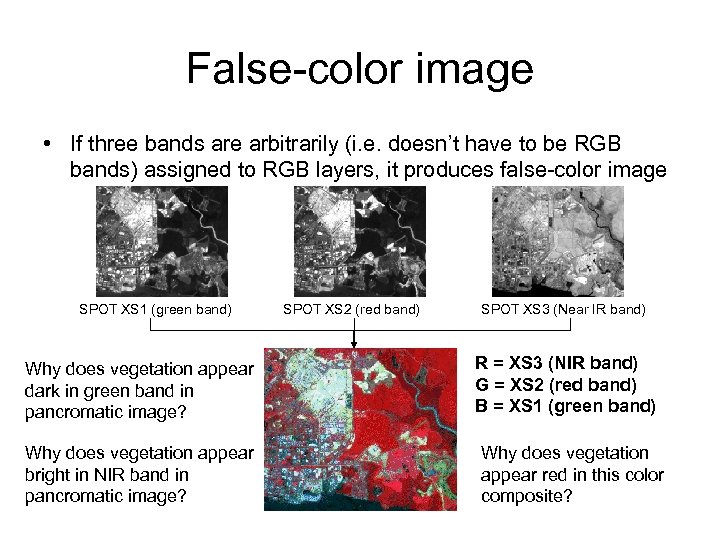 False-color image • If three bands are arbitrarily (i. e. doesn’t have to be