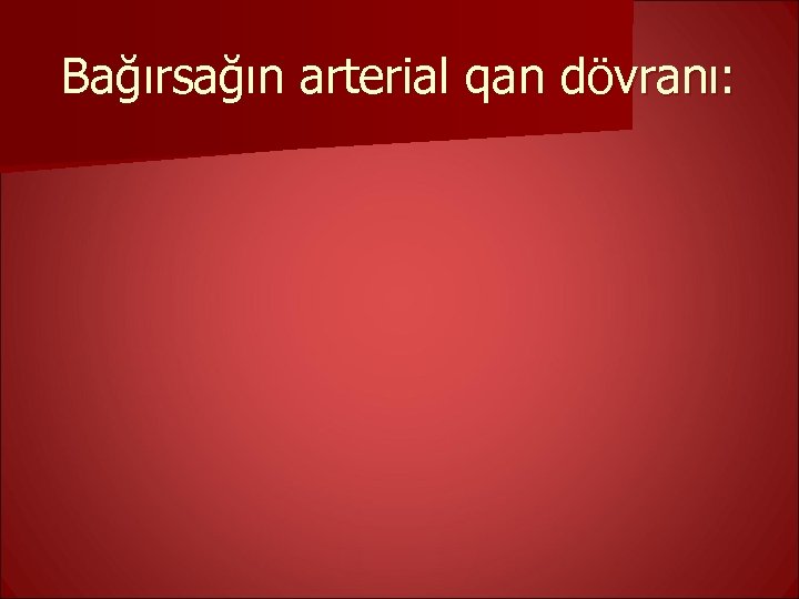 Bağırsağın arterial qan dövranı: 