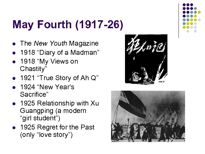 May Fourth (1917 -26) l l l l The New Youth Magazine 1918 “Diary