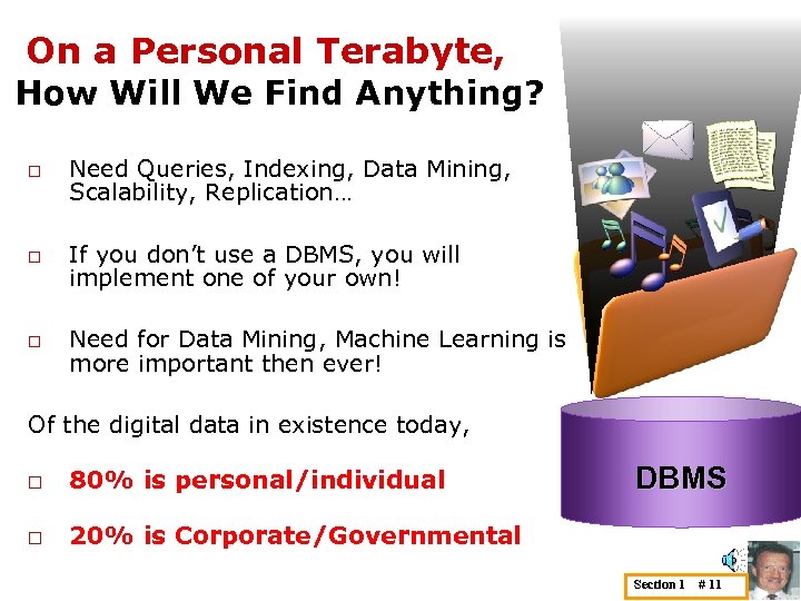 On a Personal Terabyte, How Will We Find Anything? o o o Need Queries,