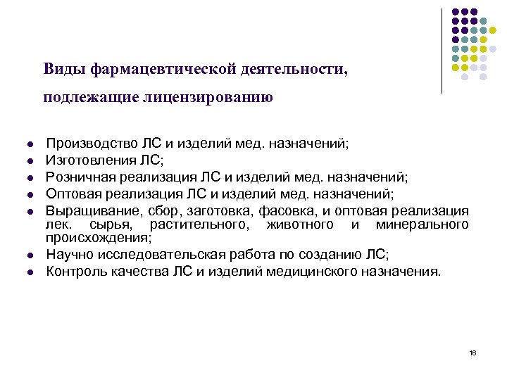 Виды деятельности подлежащие лицензированию