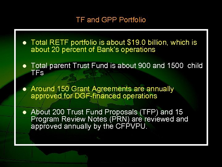 TF and GPP Portfolio l Total RETF portfolio is about $19. 0 billion, which